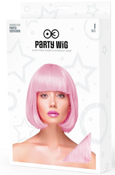Party Wig Short Straight Hair Light Pink Peruukki