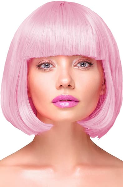 Party Wig Short Straight Hair Light Pink Peruukki