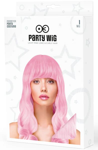 Party Wig Long Wavy Light Pink Hair Parukk
