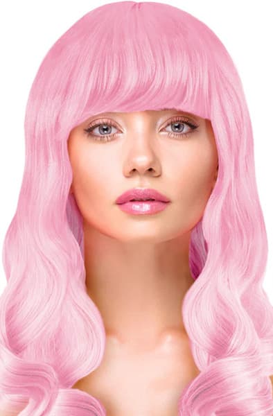 Party Wig Long Wavy Light Pink Hair Parukk