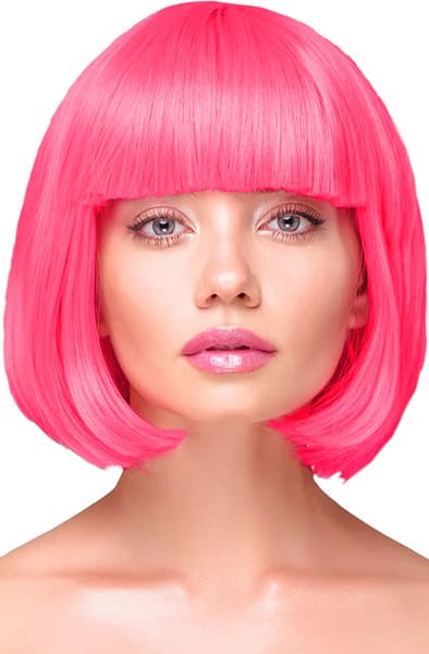 Party Wig Short Straight Hair Neon Pink Paryk