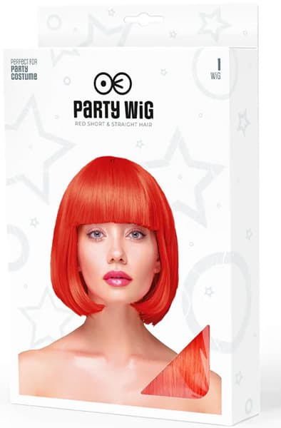Party Wig Short Straight Red Hair Peruk