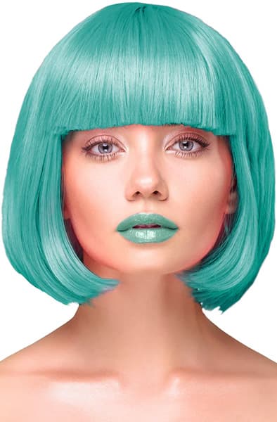 Party Wig Short Straight Hair Turquoise Peruk