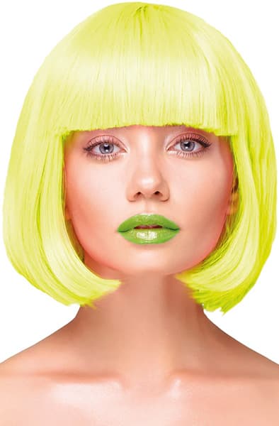Party Wig Short Straight Hair Neon Yellow Paryk