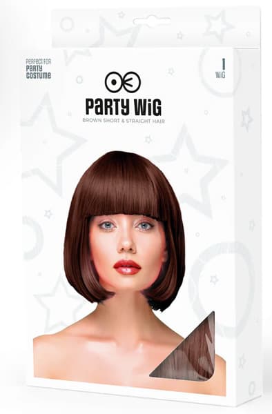 Party Wig Short Straight Brown Hair Paryk
