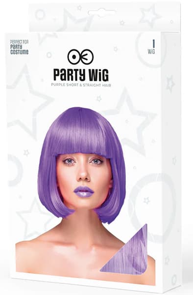 Party Wig Short Straight Purple Hair Peruk