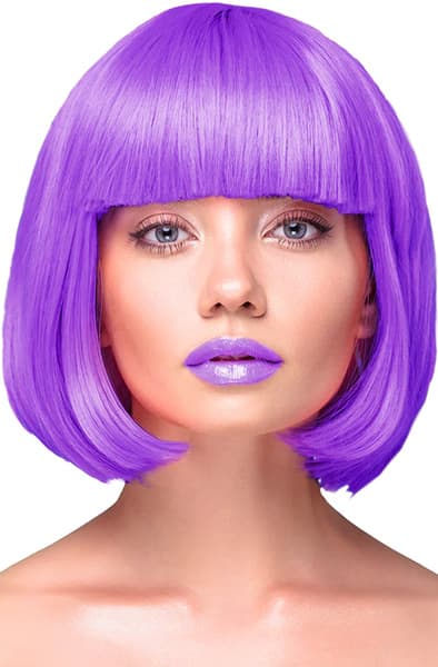 Party Wig Short Straight Purple Hair Peruk