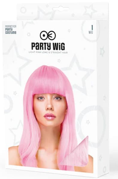 Party Wig Long Straight Light Pink Hair Peruk