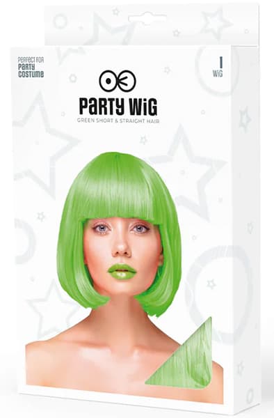 Party Wig Short Straight Hair Neon Green Parukk