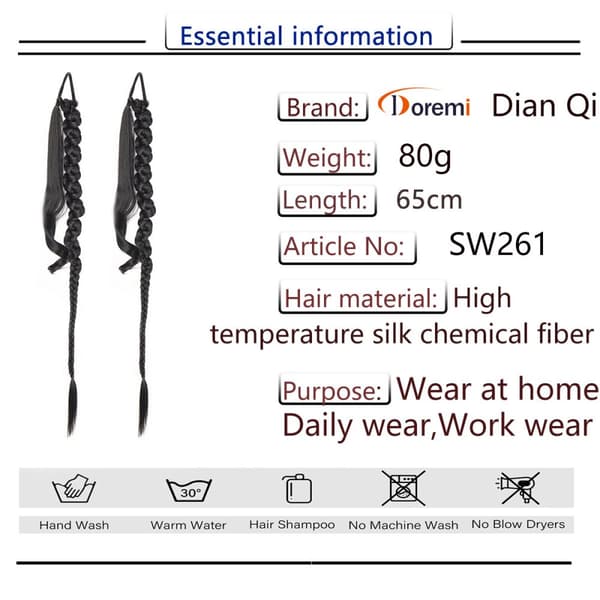 INF Sorte Twist Braids Hårværksteder (2 stk.)