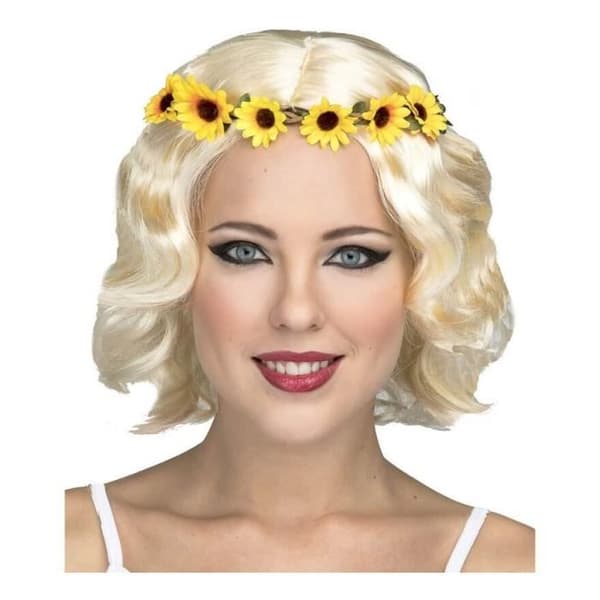 Kort blond hippieperuk - Disfrazzes - Dam - Gul - Flerfärgad