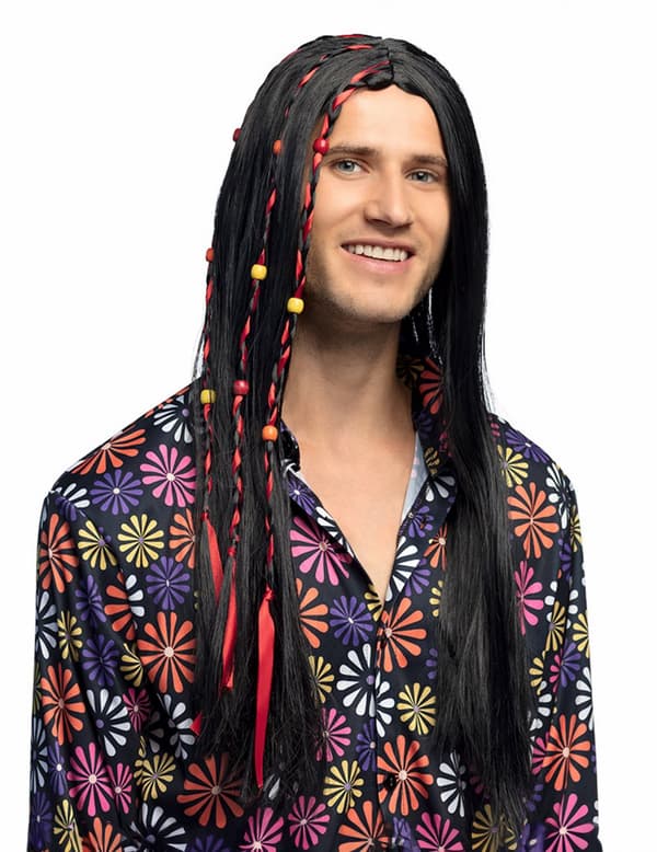 Svart hippieperuk vuxna.Size-One size