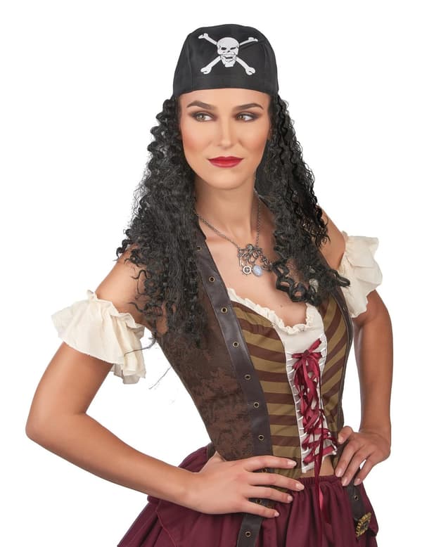 Voksen pirat bandana parykk.Size-One size