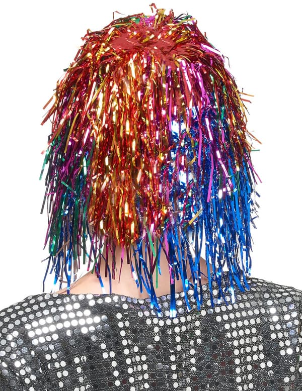 Peruk med flerfärgat glitter.Size-One size