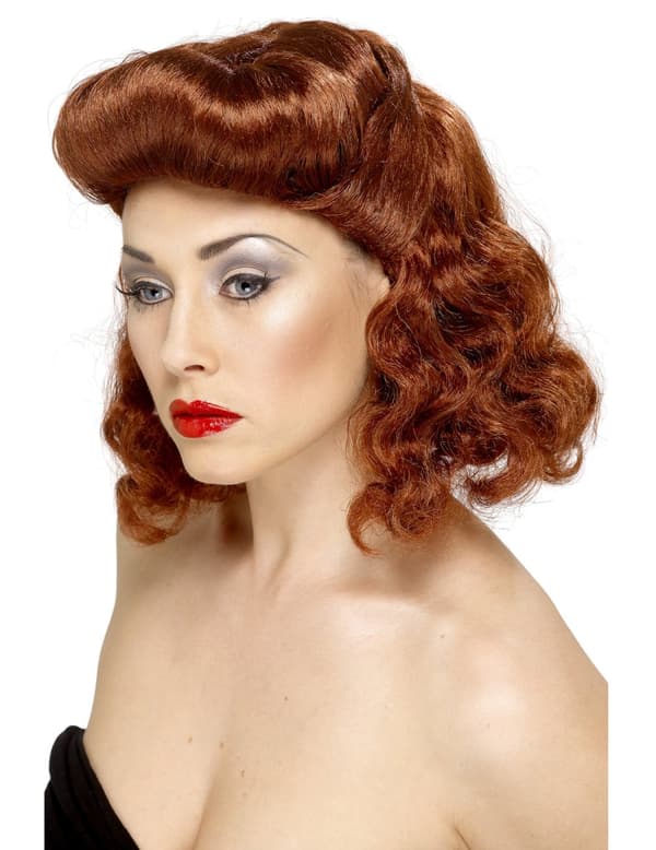Brun pin-up parykk for kvinner.Size-One size
