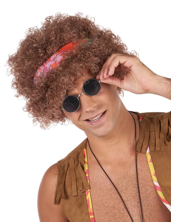 Afro hippie parykk for menn - 130 g.Size-One size