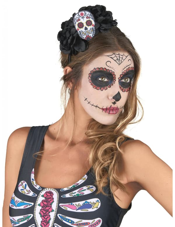 Hårband kranie Dia de los Muertos voksne.Size-One size