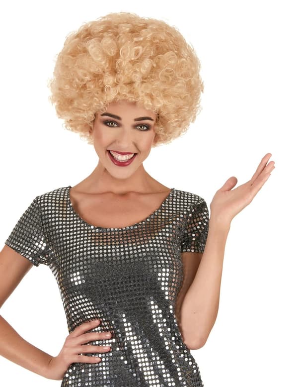 Voksen komfort blond afro paryk.Size-One size