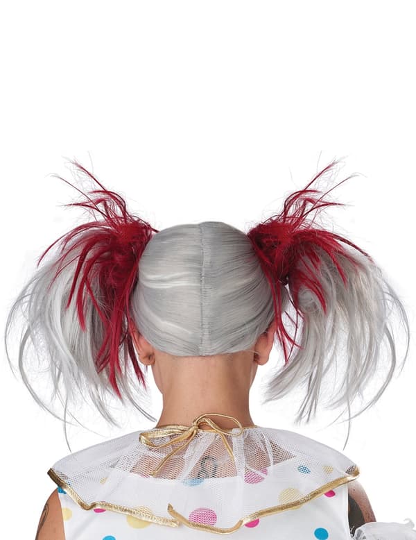Fosforiserende rød og hvit pigtails parykk for barn.Size-One size