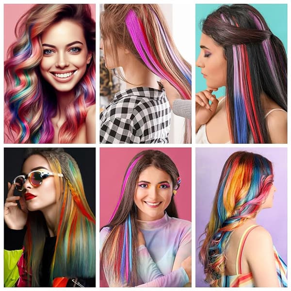 INF 10 stk. Clip in Hair Extensions Grøn