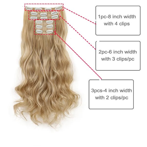 INF Gylden Blond Clip in Hair Extensions 6 stk Sett 16 Clips