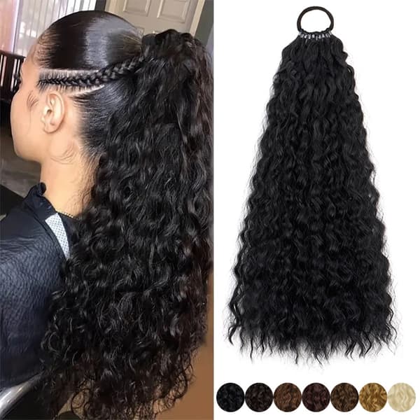 INF Lockigt hästsvansförlängning: Lägg till volym med Clip In Hair Piece Svart