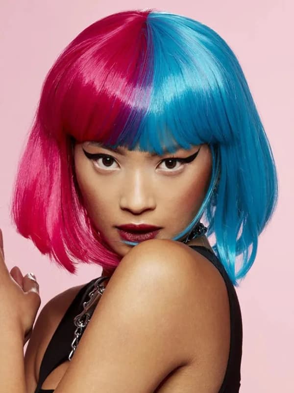 Manic Panic Red & Blue Bob Wig Peruk