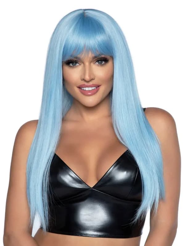 Long Straight Bang Wig Blue Peruukki
