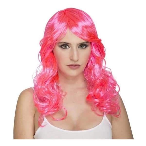 Peruk - DisfraZZes - Phosphorite Fuchsia Curly - Dam - Rosa - Flerfärgad - Inomhus