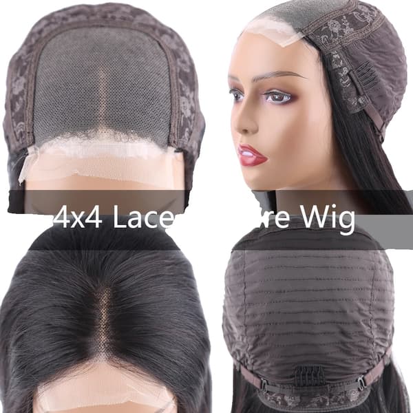 Menneskehår Lace Wig, 4x4 Lukning, 150% Tæthed,4x4 Lukning Paryk, 150%, 14 tommer