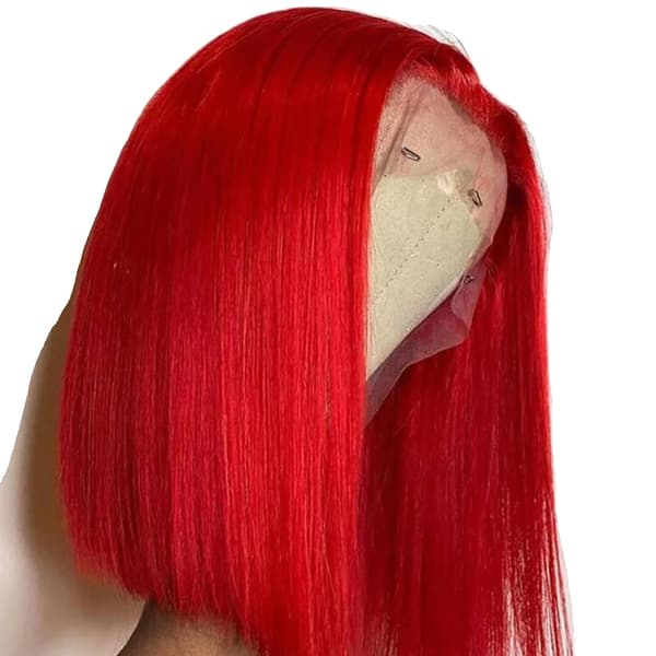 Menneskehår Bob Paryk, 150% Tæthed, Lace Front Design,Rød, 3-5 dage live levering, 10 tommer