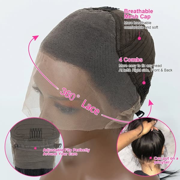 CEXXY 360 HD Lace -kampaus, kihara suora rakenne, pitkä pituus (30-40 tuumaa),360 HD pitsiperuukki, 18 tuumaa, 250 %