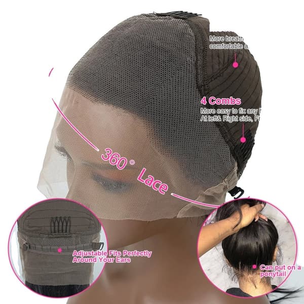 CEXXY 360 HD Lace -kampaus, kihara suora rakenne, pitkä pituus (30-40 tuumaa),360 HD pitsiperuukki, 18 tuumaa, 250 %
