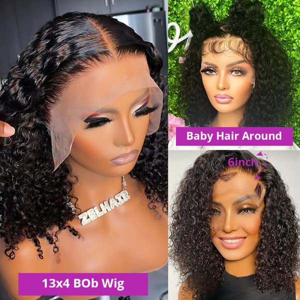 Lös Vatten Djup Våg Lace Front Peruk, Jerry Curl Textur, Remy Peruanskt Hår,8 tum, 5x1 Spetsperuk