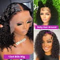 Miniatyrbild 4 av 4: Lös Vatten Djup Våg Lace Front Peruk, Jerry Curl Textur, Remy Peruanskt Hår,8 tum, 5x1 Spetsperuk