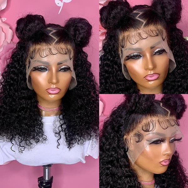 Lös Vatten Djup Våg Lace Front Peruk, Jerry Curl Textur, Remy Peruanskt Hår,8 tum, 5x1 Spetsperuk