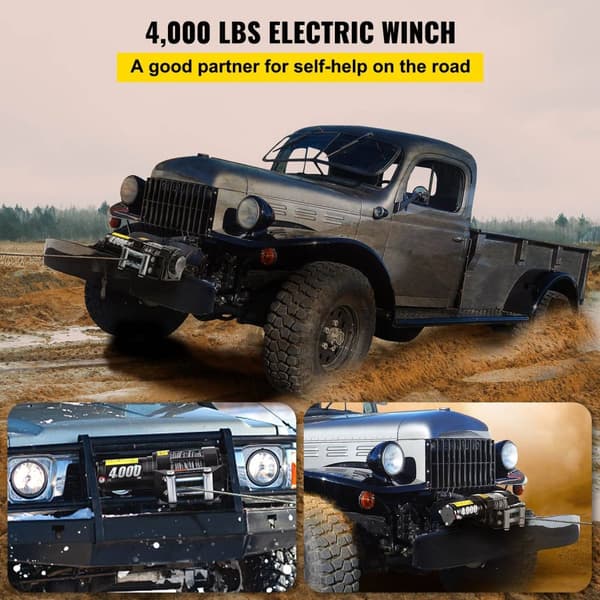 4 000 lbs Elektrisk Vinsch - Automatisk Broms, Stålvajer & Trådlös Kontroll - ATV Lastbil Off Road