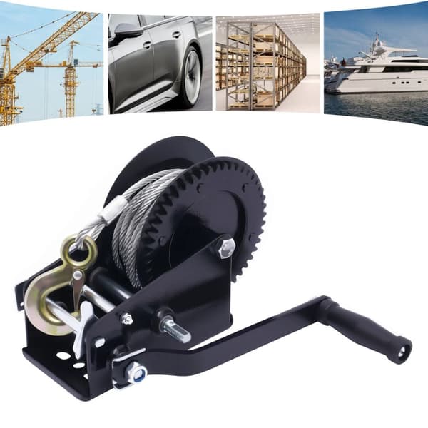 Heavy Duty Håndvinsj, 1500 kg Trækningskapacitet, 10 m Kabellængde,Sort, 1500 kg, 10M Kabel