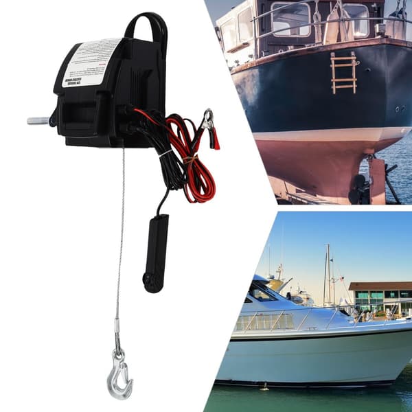 Bærbar Elektrisk Vinsj, 2000 lbs Vurderet Trækkraft, 300W Motor,3M Kabel, 2000Pund