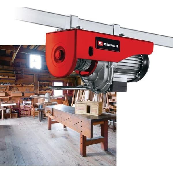 Einhell Elektrisk talja TC-EH 500 (1000 W, Metallkabel: 12 m / Ø4 mm, Max 500kg, Termisk avbrytare, Automatisk broms)