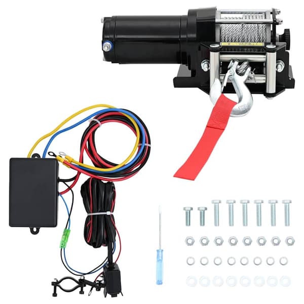 vidXL Elektrisk vinsch 12 V 1360 kg med monteringsplatta
