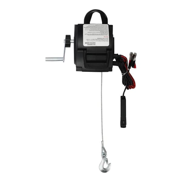 12V Elektrisk Vinsch, 2000 lbs Nominell Dragkraft, 5000 lbs Flytande Dragkraft, Dubbel Kontroll,svart