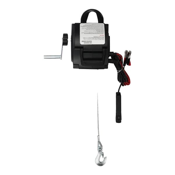 12V Elektrisk Vinsch, 2000 lbs Nominell Dragkraft, 5000 lbs Flytande Dragkraft, Dubbel Kontroll,svart