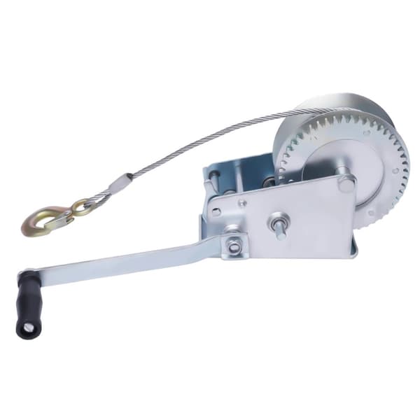 Handvev, 1500 kg dragkraft, 10 m stålvaier,10M Kabel, Silver