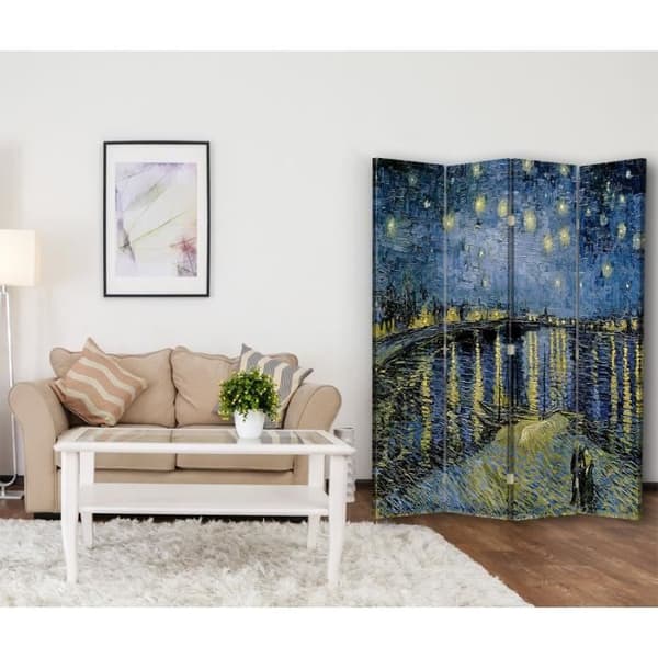 Legendarte - Skärm - Skiljevägg med dubbelsidigt tryck Starry Night Over the Rhone - Vincent Van Gogh cm. 145x170 (4x)