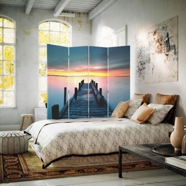 Legendarte - Skärm - Skiljevägg med tryck fram/bak Sunset Pier cm. 145x170 (4x)