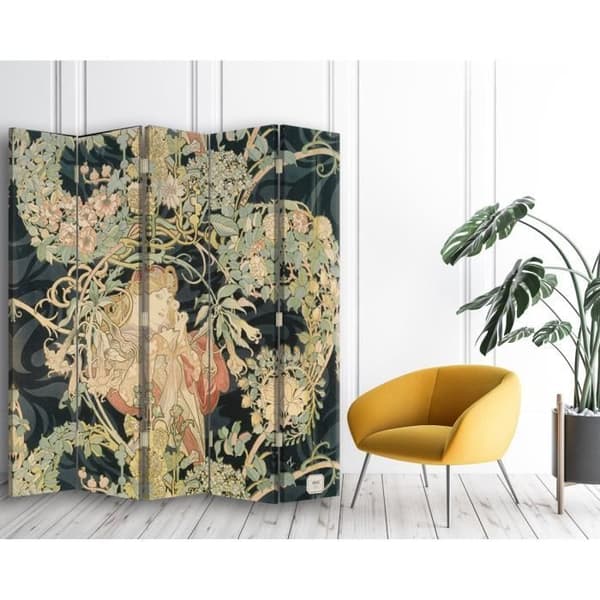 Legendarte - Skärm - Skiljevägg med recto/verso Tryck Kvinna Med Marguerite - Alphonse Mucha cm. 180x170 (5x)