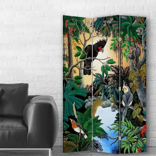 Screen Parrots on the River - Dekorativ invändig skiljevägg - 110x150cm