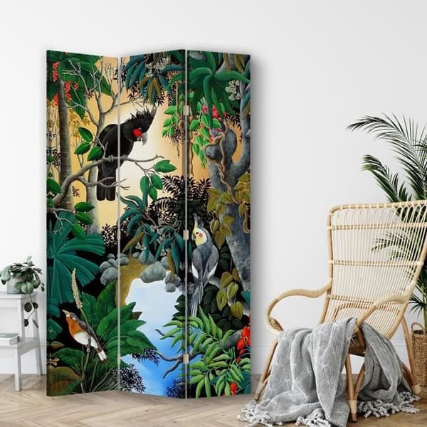 Screen Parrots on the River - Dekorativ invändig skiljevägg - 110x150cm