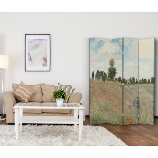 Legendarte - Skärm - Skiljevägg med recto / verso tryck Le Champ Des Coquelicots - Claude Monet cm. 145x170 (4x)